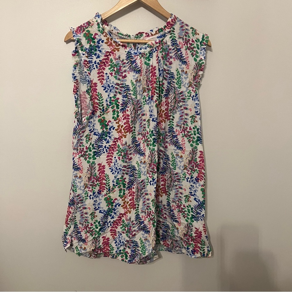 Chic Soul Floral Ruffle Sleeve Blouse 2X Multicolor Rayon Boho Top